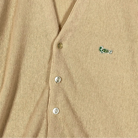 VTG Sears Crown Sportswear Cardigan Sweater Men XL Tan Orlon Acrylic Turtle Logo - Picture 3 of 14